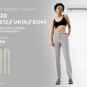 Edna trousers digital pattern pdf sewing pattern with tutorial size US 12 UK 16 EU 44