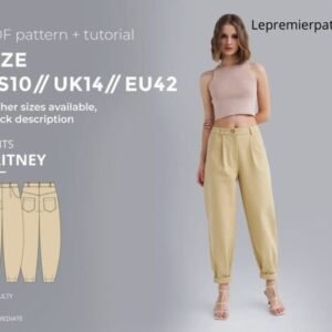 Britney pants sewing pattern with tutorial size US 10 UK 14 EU 42