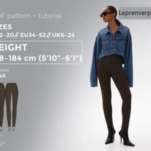 Asna Leggins PDF sewing pattern with tutorial, size EU34-EU52 for 178-184 cm height